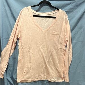 Gilligan & O'Malley Soft Pink Long Sleeve V-Neck sleep Tee